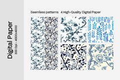 Blue Floral Digital Paper - 04 Seamless Patterns Product Image 2