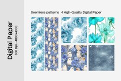 Blue Floral Digital Paper - 04 Seamless Patterns Product Image 2