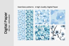Blue Floral Digital Paper - 04 Seamless Patterns Product Image 2