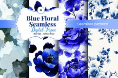 Blue Floral Digital Paper - 04 Seamless Patterns Product Image 1