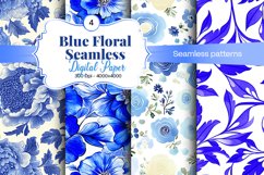 Blue Floral Digital Paper - 04 Seamless Patterns Product Image 1