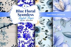 Blue Floral Digital Paper - 04 Seamless Patterns Product Image 1