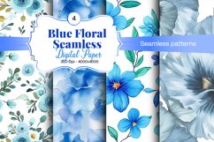 Blue Floral Digital Paper - 04 Seamless Patterns Product Image 1