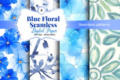 Blue Floral Digital Paper - 04 Seamless Patterns Product Image 1
