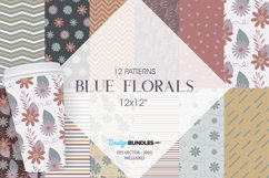 Blue Florals Digital Papers, Blue Florals Vector Patterns Product Image 1