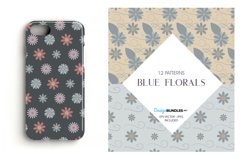 Blue Florals Digital Papers, Blue Florals Vector Patterns Product Image 2