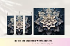 Blue Flower 3d Tumbler Wrap | 3d Flower Png | 3d Sublimation