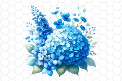 Blue Flower Bouquet Watercolor Clipart Sublimation