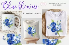 Blue watercolor flowers arrangement PNG for sublimation Product Image 2