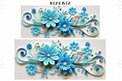 Blue Flowers 3D Mug Wrap Sublimation Designs, 3d Mug, Flowers Png