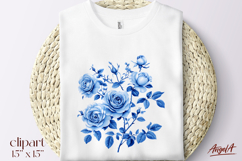 Chinoiserie Floral blue roses, blue flowers clipart PNG Product Image 1