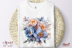 Floral clipart, bouquet of flowers clipart, peonies, gem PNG Product Image 1