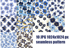 10 Blue flowers on white seamless pattern Product Image 2