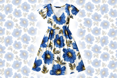 10 Blue flowers on white seamless pattern Product Image 1