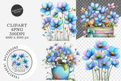 Blue flowers spring clipart - flowers spring Png Product Image 1