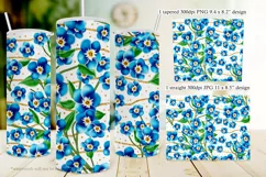Blue Forget Me Nots 20oz Floral Tumbler Sublimation Design Product Image 3