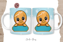 Blue Custom Christmas Gingerbread Mug Wrap Product Image 6