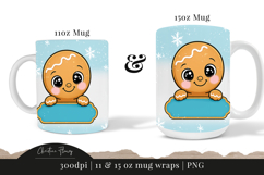 Blue Custom Christmas Gingerbread Mug Wrap Product Image 7