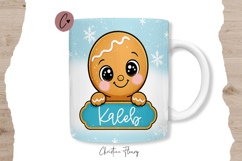 Blue Custom Christmas Gingerbread Mug Wrap Product Image 2