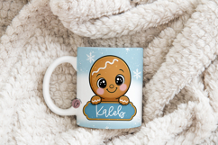 Blue Custom Christmas Gingerbread Mug Wrap Product Image 4