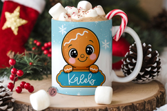 Blue Custom Christmas Gingerbread Mug Wrap Product Image 5
