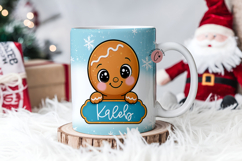 Blue Custom Christmas Gingerbread Mug Wrap Product Image 1