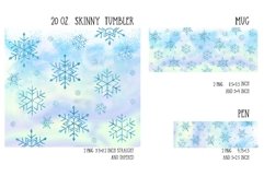 blue glitter snowflakes sublimation design for tumbler and mug