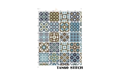 Blue gold granny squares motifs easy cross stitch pattern - Tango Stitch