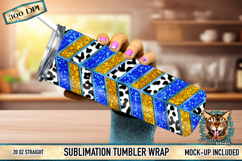 Blue gold tangram tumbler wrap PNG 20oz skinny straight geometric sublimation file instant download