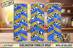 Close up of blue and gold tangram geometric glitter tumbler wrap high resolution sublimation design