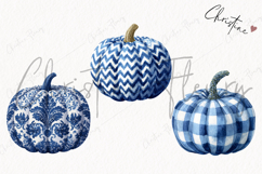 Blue Grandmillennial Pumpkin Clipart | Fall Png Product Image 3