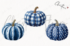 Blue Grandmillennial Pumpkin Clipart | Fall Png Product Image 3