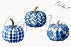 Blue Grandmillennial Pumpkin Clipart | Fall Png Product Image 3