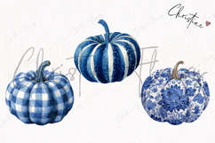 Blue Grandmillennial Pumpkin Clipart | Fall Png Product Image 3