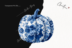 Blue Grandmillennial Pumpkin Clipart | Fall Png Product Image 2