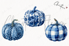 Blue Grandmillennial Pumpkin Clipart | Fall Png Product Image 3