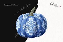 Blue Grandmillennial Pumpkin Clipart | Fall Png Product Image 2