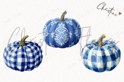 Blue Grandmillennial Pumpkin Clipart | Fall Png Product Image 3