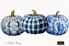 Blue Grandmillennial Pumpkin Clipart | Fall Png Product Image 1