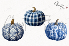 Blue Grandmillennial Pumpkin Clipart | Fall Png Product Image 3
