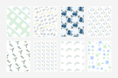 Blue Green Floral Cottage Digital Paper Product Image 2