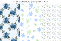 Blue Green Floral Cottage Digital Paper Product Image 4
