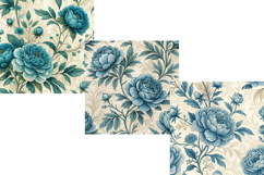 Retro Flowers, Vintage Roses, Romantic Pattern, Subtle Print, Blue Green Pattern, Vintage Blue Green Pattern, Shabby Chic Blue Green Pattern, Rustic Blue Green Pattern, Elegant Blue Green Pattern, Cottagecore Blue Green Pattern, Floral Blue Green Pattern,