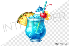 Tropical Blue Hawaiian cocktail with fruit PNG Clipart Product Image 1