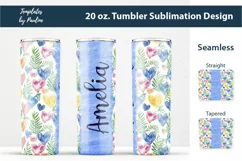 Blue Heart Add Your Name Tumbler Wrap for sublimation