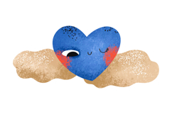 Cartoon Blue Hearts. Valentine Day Illustration Cartoon Blue Product Image 3