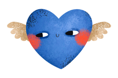 Cartoon Blue Hearts. Valentine Day Illustration Cartoon Blue Product Image 4
