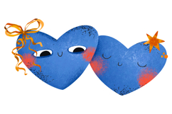 Cartoon Blue Hearts. Valentine Day Illustration Cartoon Blue Product Image 5