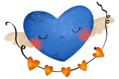 Cartoon Blue Hearts. Valentine Day Illustration Cartoon Blue Product Image 8