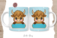 Blue Custom Christmas Highland Cow Mug Wrap Product Image 6